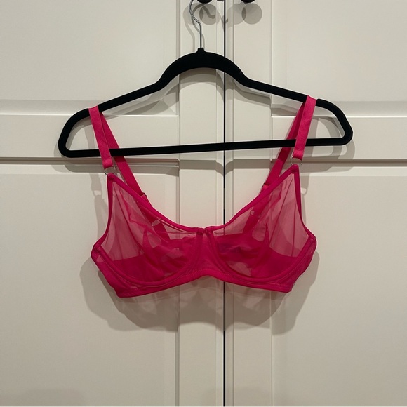 Blush Lingerie Hot Pink Mesh Underwire Bra - Picture 2 of 6